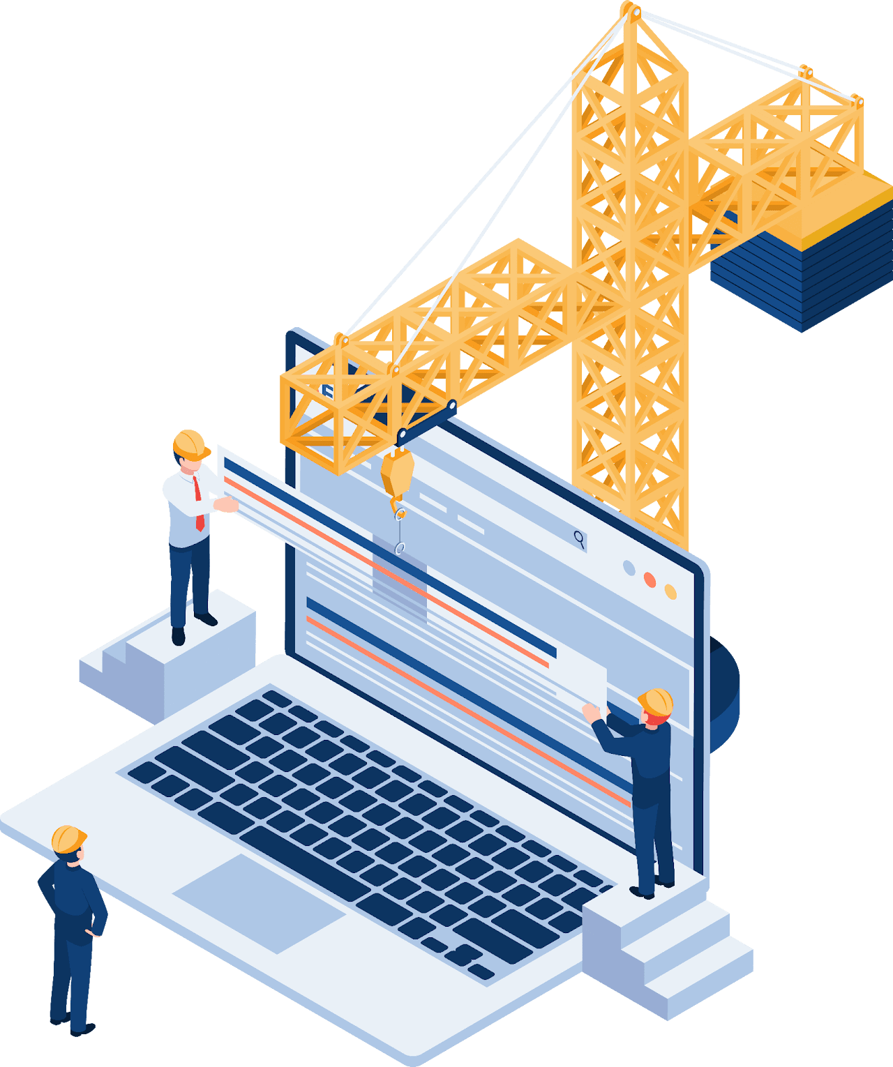 Isometric businessman trying to increase website rank on search engine